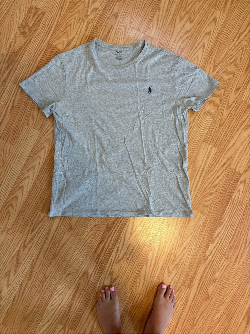 Polo by Ralph Lauren Light Gray Crew Neck Tee with Navy Pony size medium